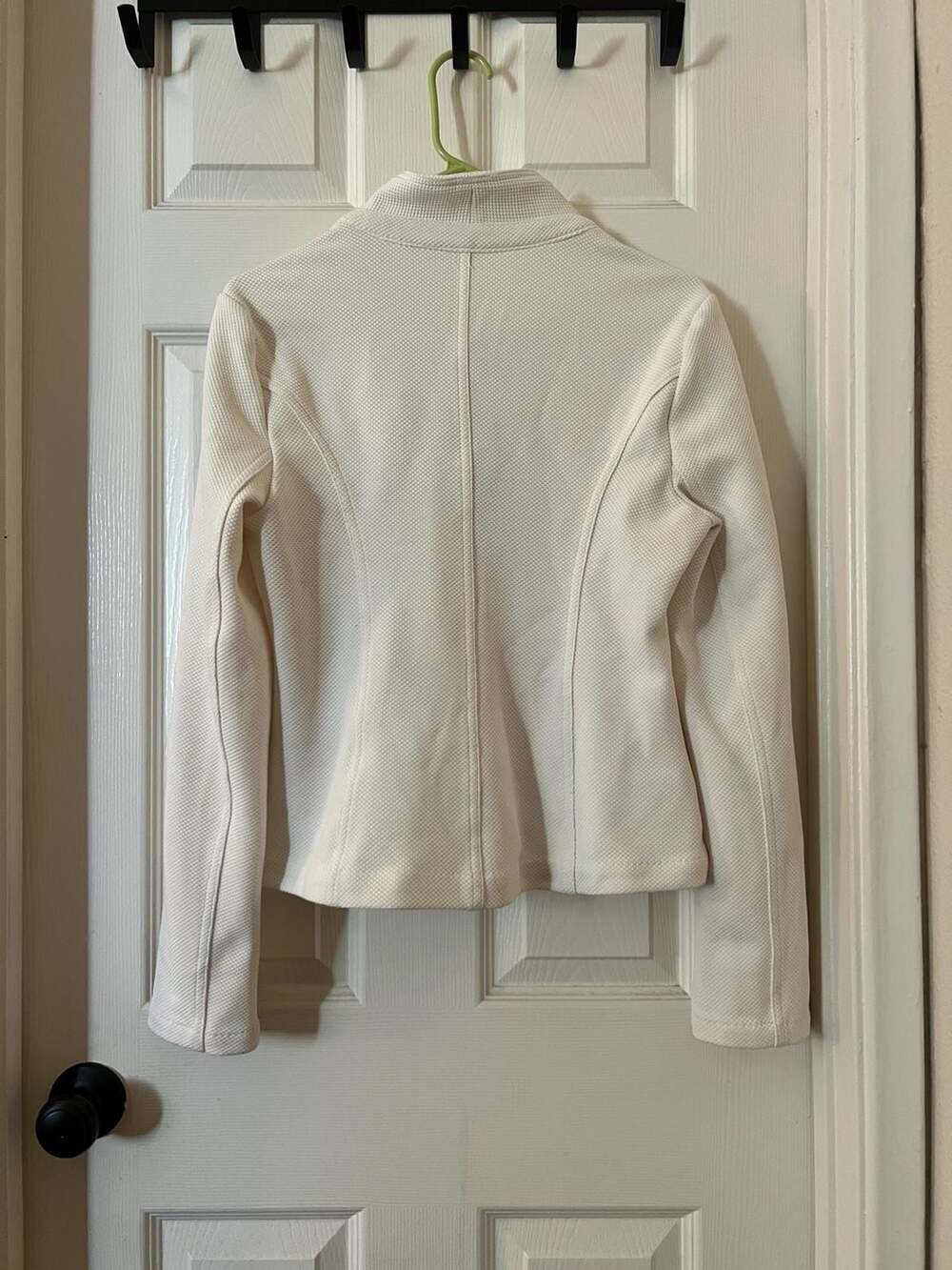 Express White Textured Knit Asymmetrical Zip Moto Jacket - Picture 6 of 9